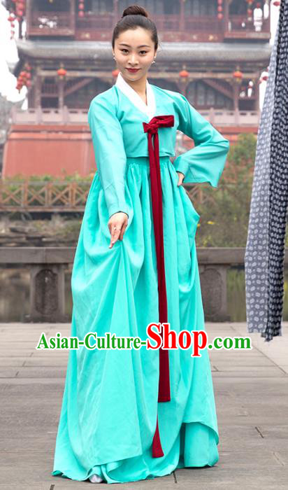 Traditional Chinese Classical Dance Stage Performance Clothing Korean Nationality Folk Dance Blue Dress