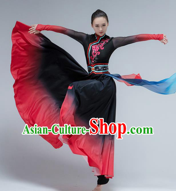 China Mongol Nationality Folk Dance Dress Traditional Mongolian Ethnic Stage Performance Clothing