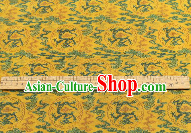 Chinese Royal Dragon Pattern Yellow Song Brocade Gambiered Guangdong Gauze Traditional Cheongsam Silk Fabric