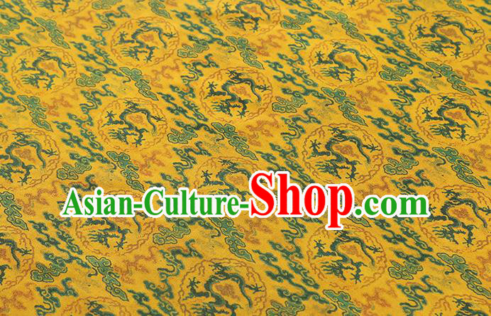 Chinese Royal Dragon Pattern Yellow Song Brocade Gambiered Guangdong Gauze Traditional Cheongsam Silk Fabric
