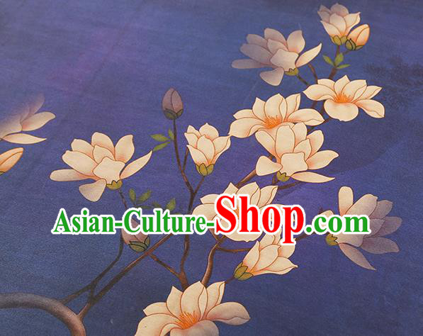 Chinese Royal Mangnolia Pattern Cloth Drapery Traditional Cheongsam Silk Fabric Purple Gambiered Guangdong Gauze