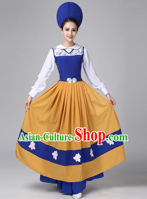 European Traditional Country Woman Clothing Switzerland Stage Performance Dress and Headwear