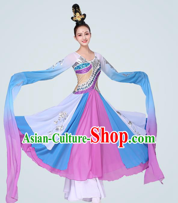China Woman Group Dance Clothing Traditional Stage Performance Costume Classical Dance Water Sleeve Dress