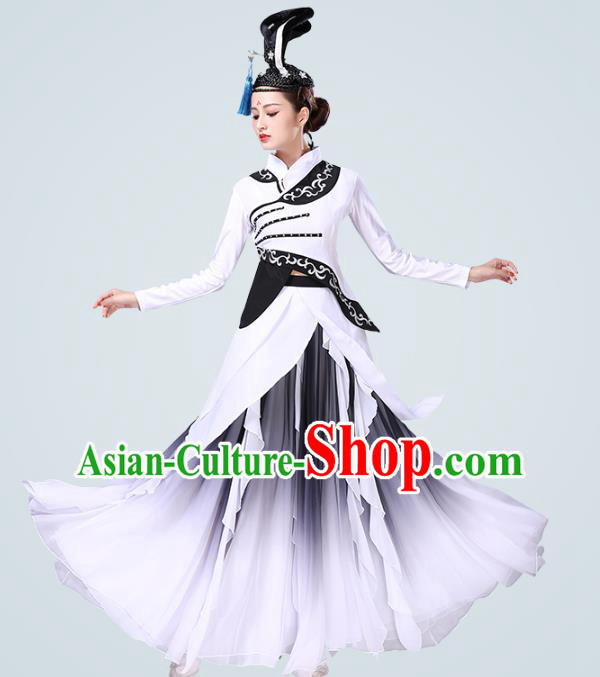 China Traditional Female Group Dance Costume Classical Dance Stage Performance White Dress