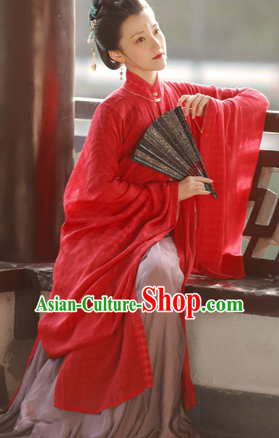 China Ancient Imperial Mistress Hanfu Costumes Traditional Ming Dynasty Noble Countess Historical Clothing