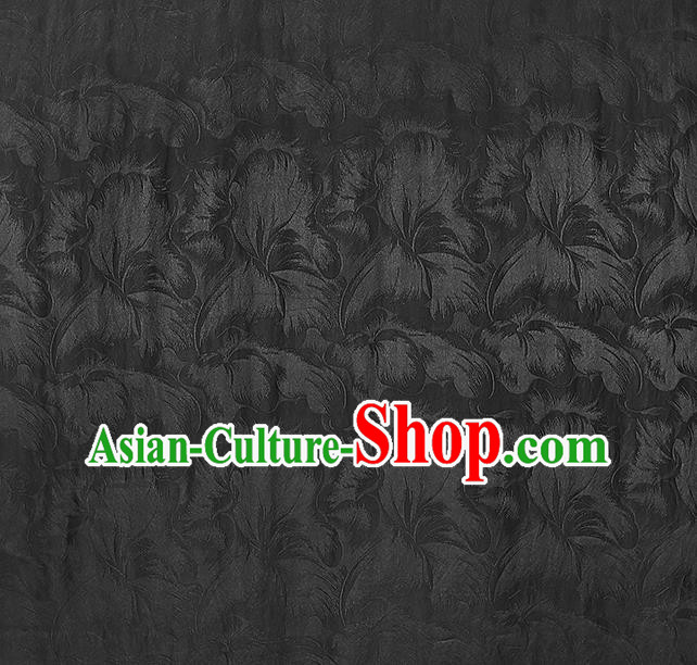 Chinese Jacquard Black Brocade Cloth Gambiered Guangdong Gauze Drapery Traditional Cheongsam Silk Fabric