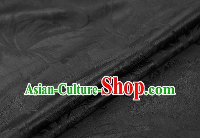 Chinese Jacquard Black Brocade Cloth Gambiered Guangdong Gauze Drapery Traditional Cheongsam Silk Fabric
