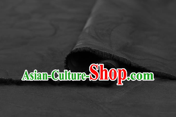 Chinese Jacquard Black Brocade Cloth Gambiered Guangdong Gauze Drapery Traditional Cheongsam Silk Fabric