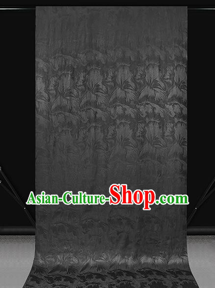 Chinese Jacquard Black Brocade Cloth Gambiered Guangdong Gauze Drapery Traditional Cheongsam Silk Fabric