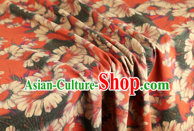 Chinese Red Brocade Cloth Gambiered Traditional Cheongsam Silk Fabric Classical Daisy Pattern Guangdong Gauze Drapery