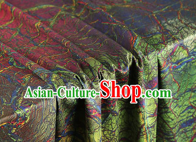 Chinese Printing Vine Green Brocade Cloth Traditional Cheongsam Silk Fabric Classical Gambiered Guangdong Gauze Drapery