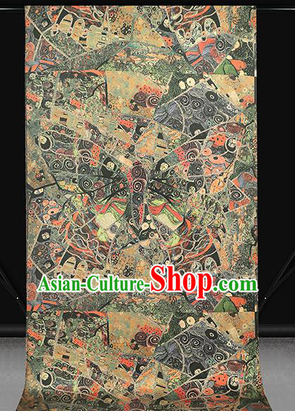 Chinese Classical Butterfly Pattern Gambiered Guangdong Gauze Drapery Brocade Cloth Traditional Cheongsam Silk Fabric
