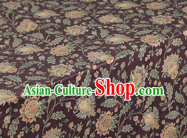 Chinese Traditional Purple Brocade Cloth Classical Flowers Pattern Gambiered Guangdong Gauze Drapery Cheongsam Silk Fabric