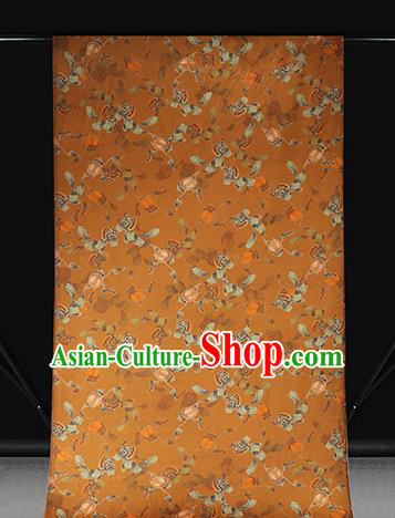 Chinese Traditional Orange Gambiered Guangdong Gauze Cheongsam Silk Drapery Classical Persimmon Pattern Brocade Fabric