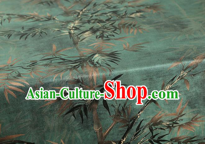 Chinese Cheongsam Silk Drapery Classical Bamboo Pattern Brocade Fabric Traditional Green Gambiered Guangdong Gauze