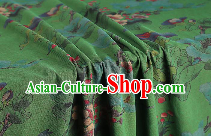 Chinese Traditional Brocade Fabric Cheongsam Green Gambiered Guangdong Gauze Classical Begonia Pattern Silk Drapery