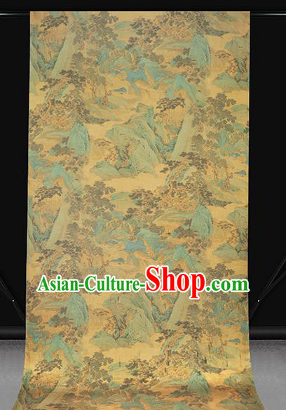 Chinese Traditional Ginger Brocade Drapery Cheongsam Gambiered Guangdong Gauze Classical Pine Pattern Silk Fabric