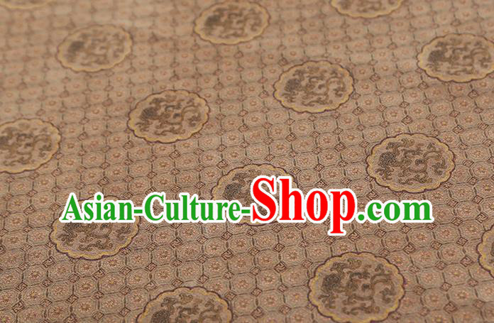 Chinese Traditional Tang Suit Brocade Fabric Satin Classical Dragon Peony Pattern Khaki Silk Drapery