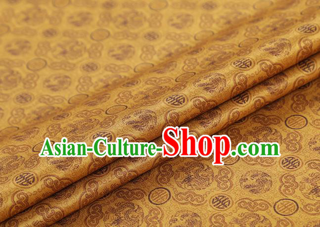 Chinese Cheongsam Gambiered Guangdong Gauze Classical Pattern Silk Fabric Traditional Golden Brocade Drapery