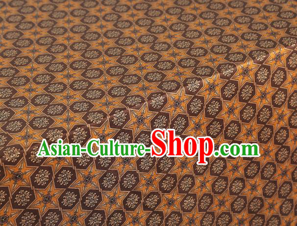 Chinese Cheongsam Orange Silk Fabric Classical Geometry Pattern Gambiered Guangdong Gauze Drapery Traditional Brocade Cloth