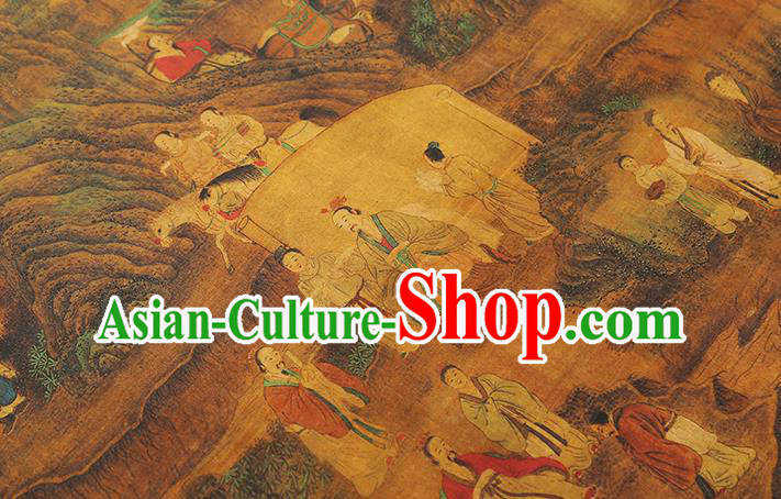 Chinese Traditional Brocade Drapery Classical Tributary Pattern Silk Fabric Cheongsam Brown Gambiered Guangdong Gauze
