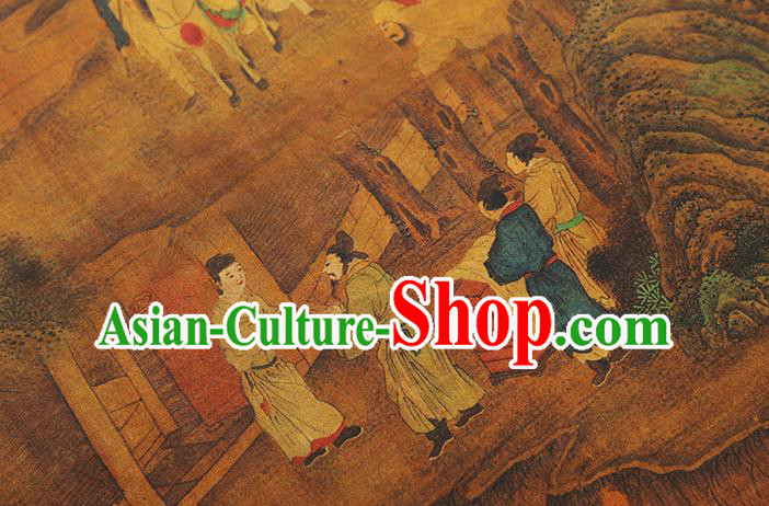 Chinese Traditional Brocade Drapery Classical Tributary Pattern Silk Fabric Cheongsam Brown Gambiered Guangdong Gauze