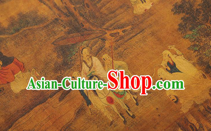 Chinese Traditional Brocade Drapery Classical Tributary Pattern Silk Fabric Cheongsam Brown Gambiered Guangdong Gauze
