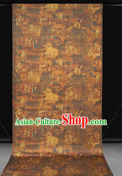 Chinese Traditional Brocade Drapery Classical Tributary Pattern Silk Fabric Cheongsam Brown Gambiered Guangdong Gauze