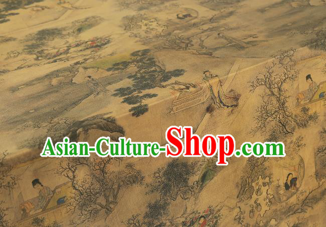 Chinese Traditional Yellow Brocade Drapery Cheongsam Gambiered Guangdong Gauze Classical Beauty Pattern Silk Fabric