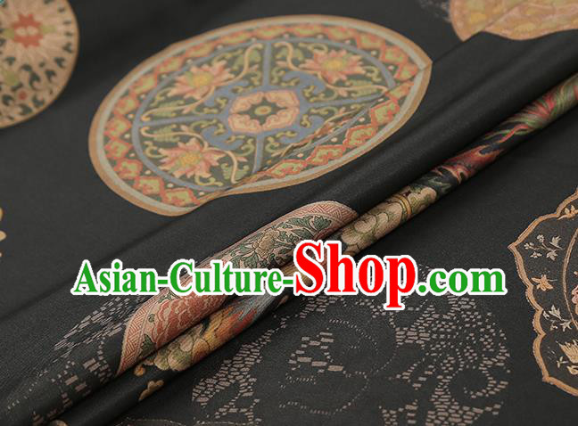 Chinese Classical Phoenix Pattern Brocade Drapery Cheongsam Silk Fabric Traditional Black Gambiered Guangdong Gauze
