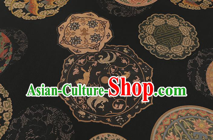Chinese Classical Phoenix Pattern Brocade Drapery Cheongsam Silk Fabric Traditional Black Gambiered Guangdong Gauze