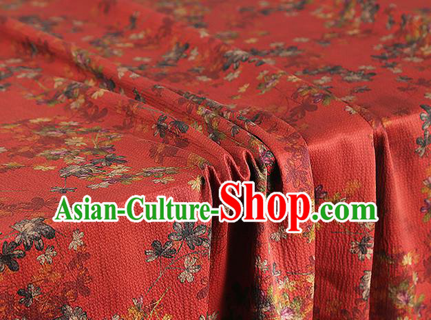 Chinese Classical Flowers Pattern Silk Fabric Traditional Brocade Drapery Cheongsam Red Gambiered Guangdong Gauze