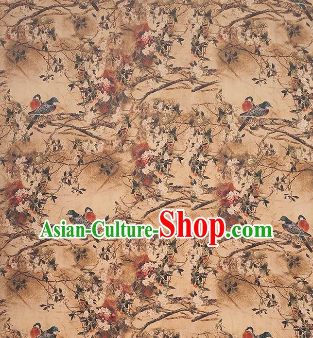 Chinese Classical Begonia Pattern Silk Drapery Traditional Cheongsam Gambiered Guangdong Gauze Ginger Brocade Fabric