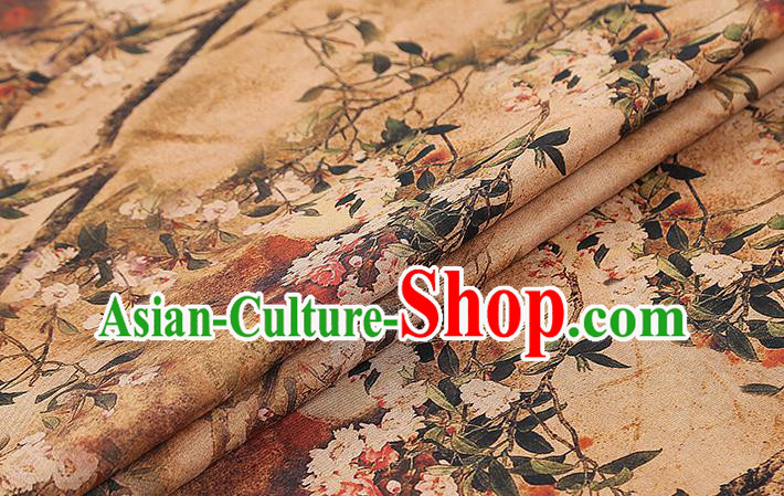 Chinese Classical Begonia Pattern Silk Drapery Traditional Cheongsam Gambiered Guangdong Gauze Ginger Brocade Fabric
