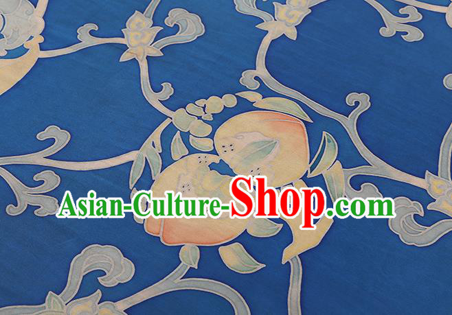 Chinese Traditional Cheongsam Brocade Fabric Classical Pattern Blue Gambiered Guangdong Gauze Silk Drapery
