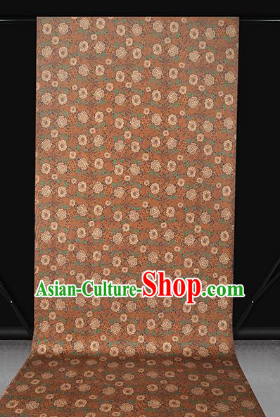 Chinese Traditional Cheongsam Brocade Fabric Orange Silk Drapery Classical Roses Pattern Gambiered Guangdong Gauze