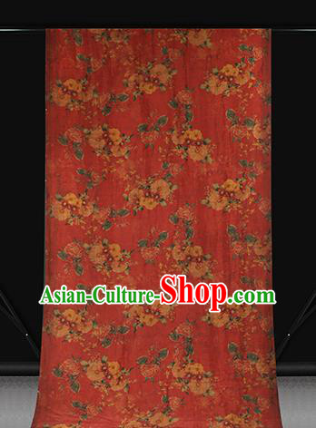 Chinese Cheongsam Brocade Fabric Traditional Flowers Pattern Red Silk Drapery Classical Gambiered Guangdong Gauze