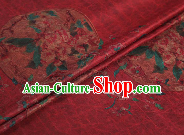 Chinese Traditional Peony Pattern Silk Drapery Classical Gambiered Guangdong Gauze Cheongsam Red Brocade Fabric