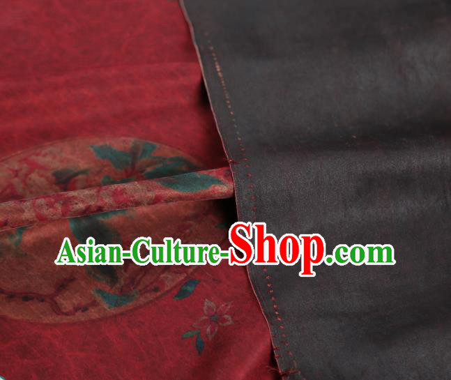 Chinese Traditional Peony Pattern Silk Drapery Classical Gambiered Guangdong Gauze Cheongsam Red Brocade Fabric