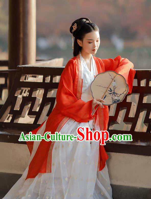 China Ancient Noble Lady Clothing Traditional Court Hanfu Dress Song Dynasty Young Beauty Historical Costumes