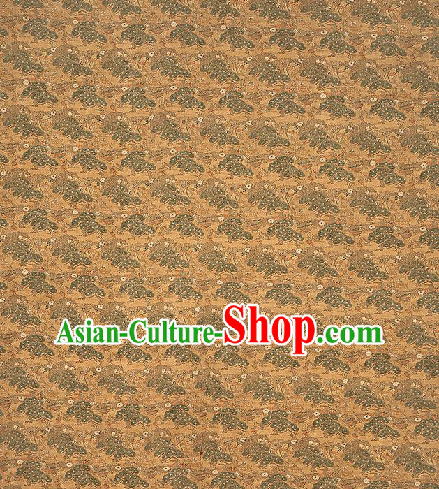 Chinese Traditional Ginger Brocade Qipao Dress Satin Fabric Classical Daisy Pattern Silk Drapery