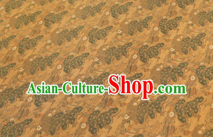 Chinese Traditional Ginger Brocade Qipao Dress Satin Fabric Classical Daisy Pattern Silk Drapery