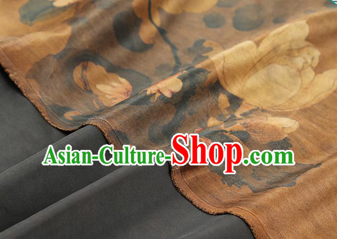Chinese Ginger Satin Fabric Traditional Qipao Dress Brocade Classical Mangnolia Pattern Silk Drapery
