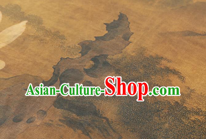 Chinese Ginger Satin Fabric Traditional Qipao Dress Brocade Classical Mangnolia Pattern Silk Drapery