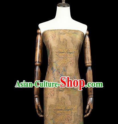 Chinese Traditional Qipao Dress Brocade Classical Pattern Silk Drapery Ginger Satin Fabric