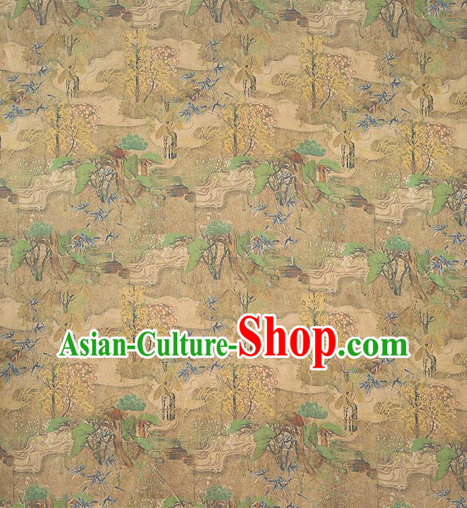 Chinese Traditional Qipao Dress Brocade Classical Pattern Silk Drapery Ginger Satin Fabric