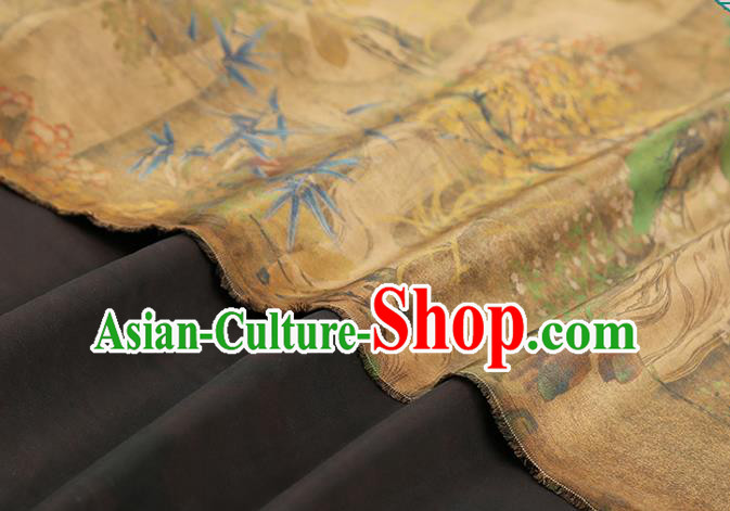 Chinese Traditional Qipao Dress Brocade Classical Pattern Silk Drapery Ginger Satin Fabric