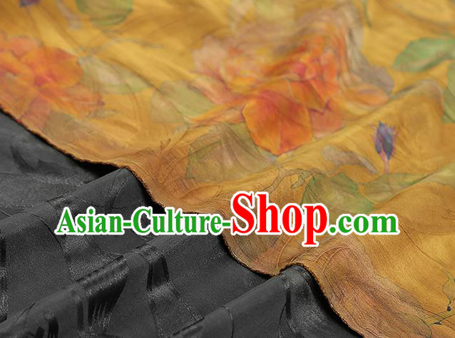 Chinese Classical Jacquard Yellow Silk Drapery Qipao Dress Gambiered Guangdong Gauze Traditional Brocade Fabric