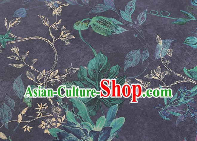Chinese Qipao Dress Satin Classical Epiphyllum Pattern Purple Silk Drapery Traditional Brocade Fabric