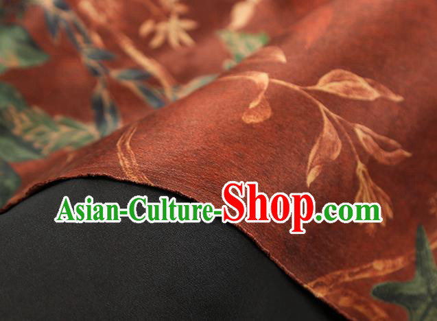 Chinese Traditional Brocade Fabric Qipao Dress Satin Classical Epiphyllum Pattern Maroon Silk Drapery